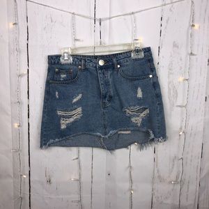 American Threads Distressed Denim Skirt